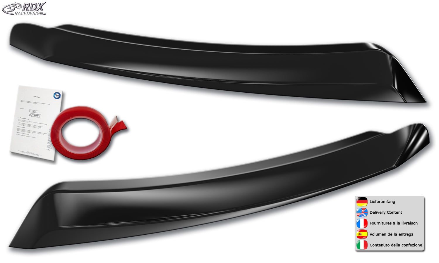 RDX Scheinwerferblenden für DACIA Duster II SR (Mod. 2018-2024) schwarz glänzend Böser Blick