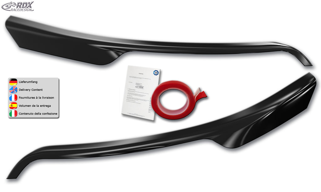 RDX Scheinwerferblenden für FORD Transit (2014-heute) für silberne Halogen-Scheinwerfer schwarz glänzend Böser Blick