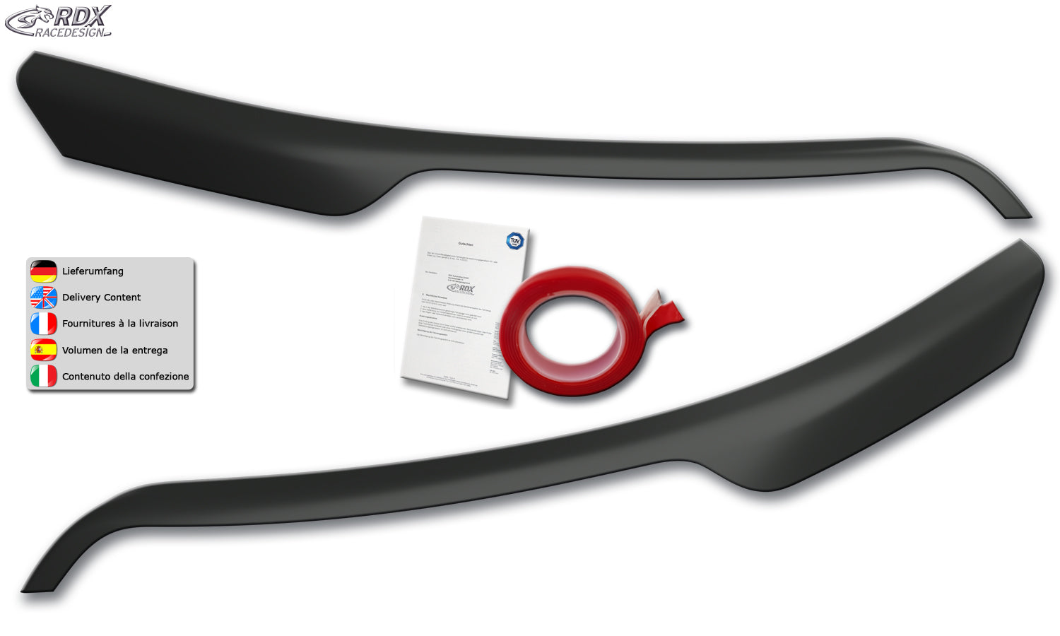 RDX Scheinwerferblenden für FORD Transit (2014-heute) für silberne Halogen-Scheinwerfer Böser Blick