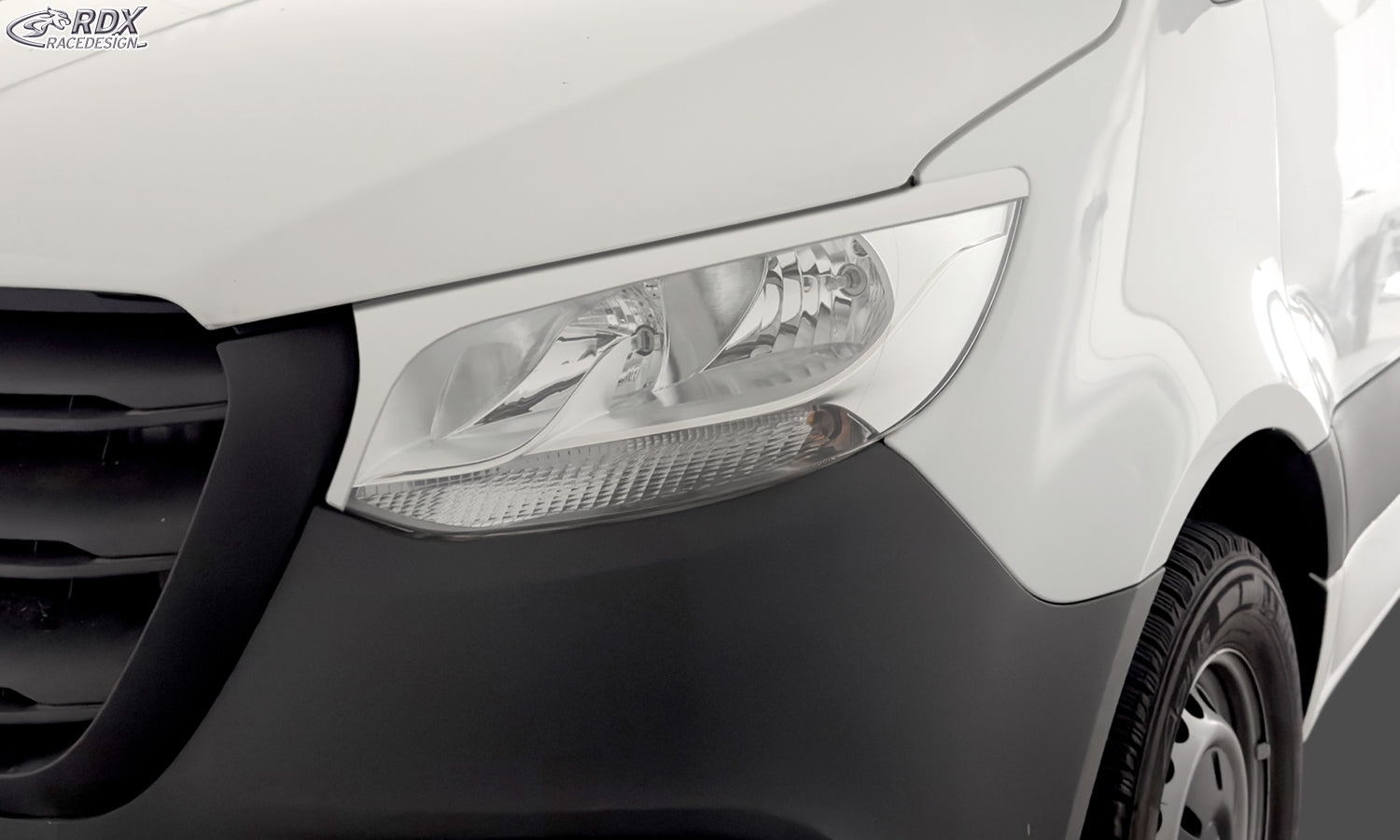RDX Scheinwerferblenden für MERCEDES Sprinter (2018+) weiß glänzend Böser Blick