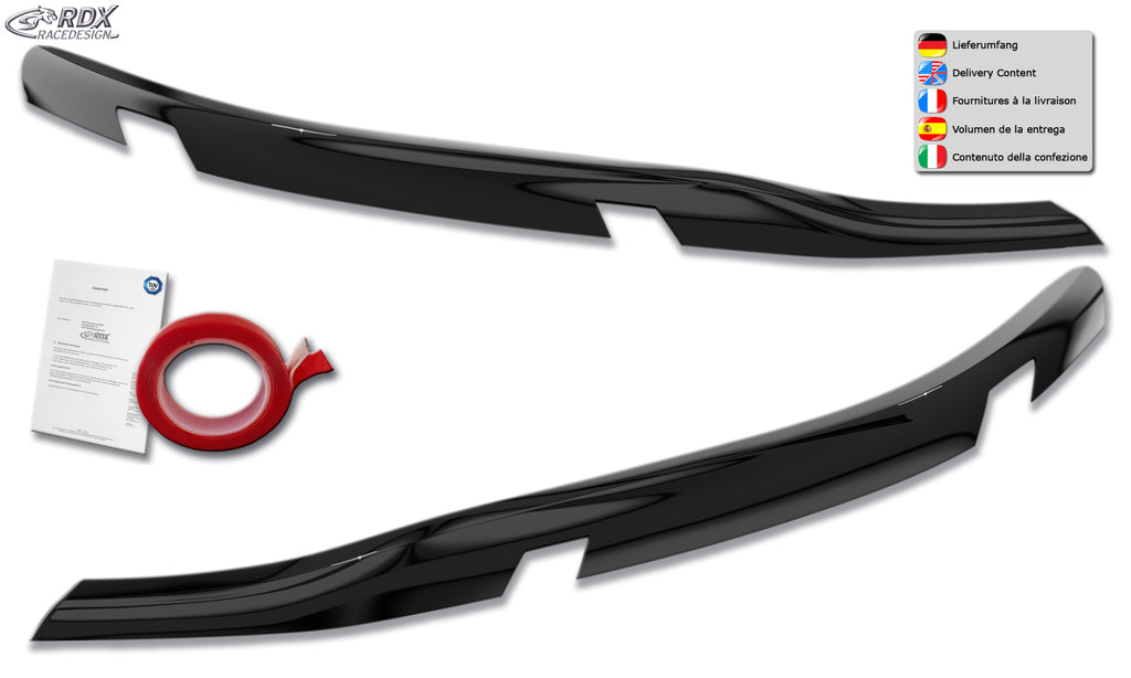 RDX Scheinwerferblenden für FORD Tourneo Custom & Transit Custom (für LED, 2023-heute) schwarz glänzend Böser Blick