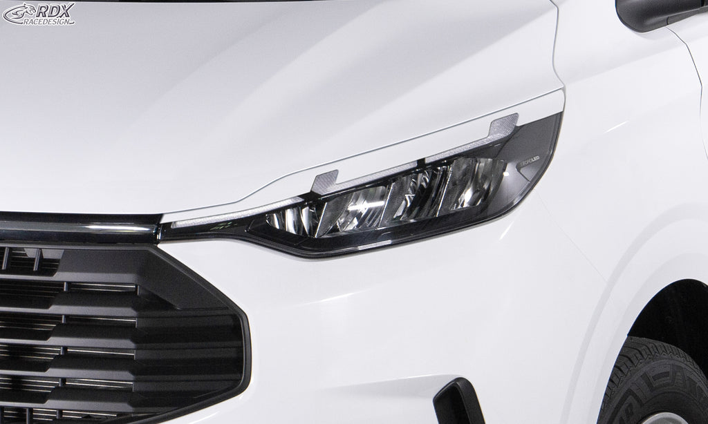 RDX Scheinwerferblenden für FORD Tourneo Custom & Transit Custom (für LED, 2023-heute) weiß glänzend Böser Blick