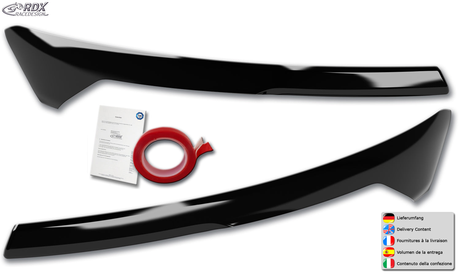 RDX Scheinwerferblenden für FORD Transit Courier & Tourneo Courier (N1P / N3P | 2024+) schwarz glänzend Böser Blick