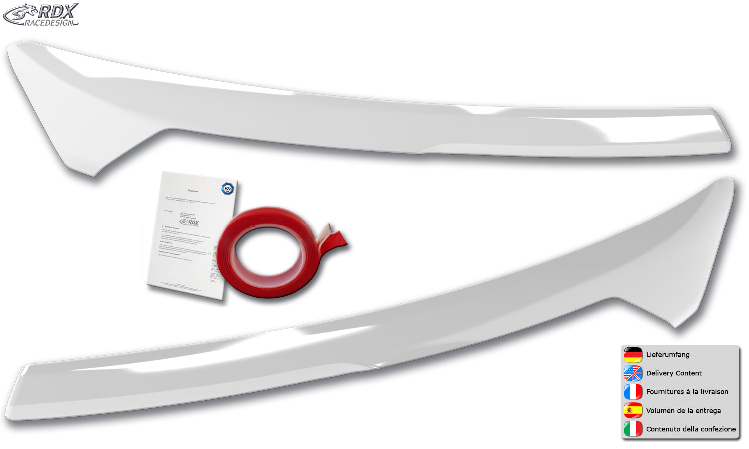 RDX Scheinwerferblenden für FORD Transit Courier & Tourneo Courier (N1P / N3P | 2024+) weiß glänzend Böser Blick