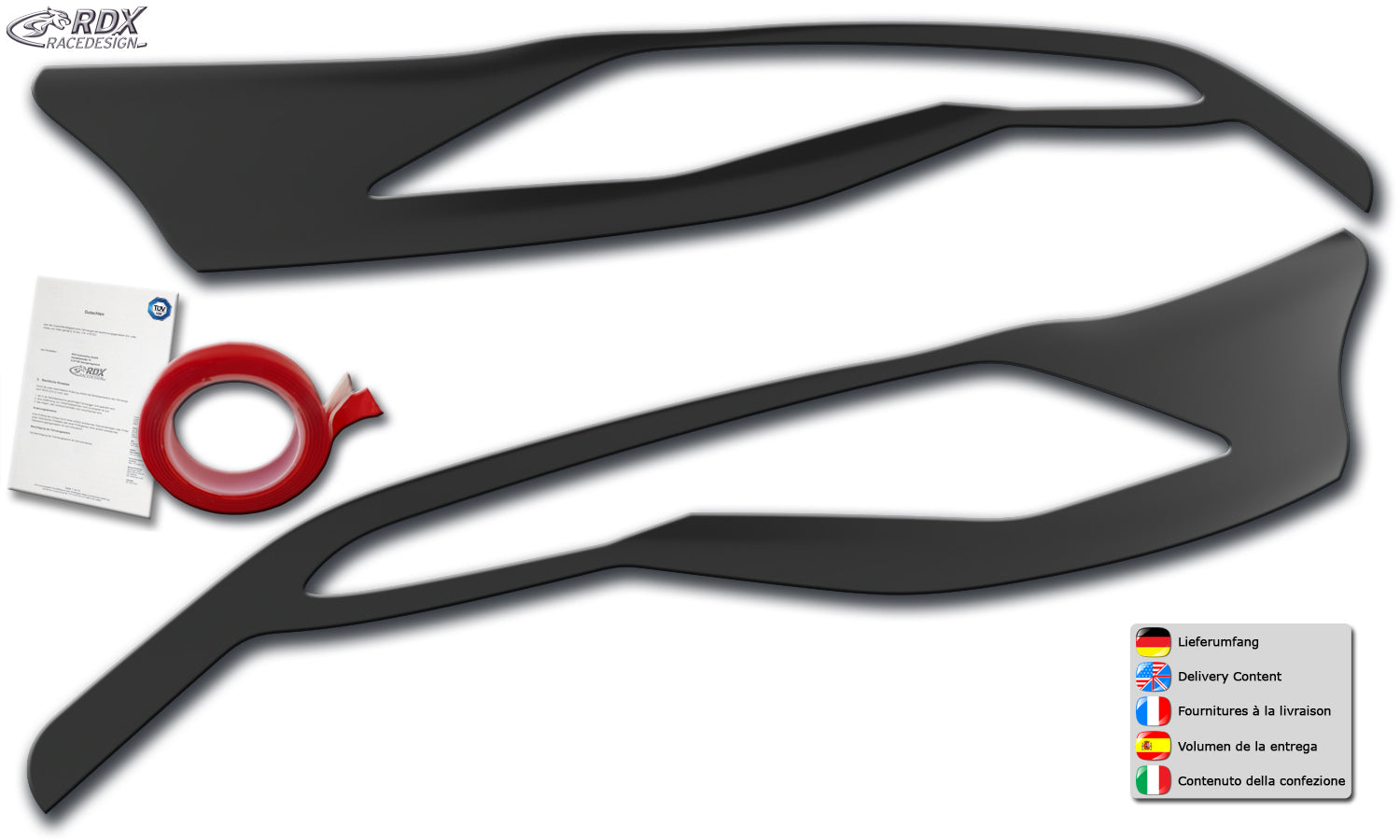 RDX Scheinwerferblenden für FORD Transit Custom & Tourneo Custom (2012-2018) Böser Blick