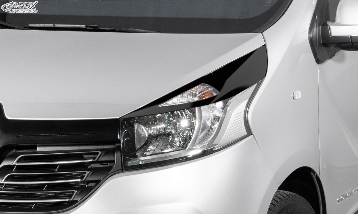 RDX Scheinwerferblenden für RENAULT Trafic & NISSAN NV300 & FIAT Talento & MITSUBISHI Express (-2021) schwarz glänzend Böser Blick