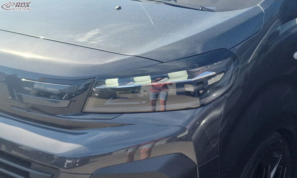 RDX Scheinwerferblenden für CITROEN Jumpy & SpaceTourer, FIAT Scudo & Ulyssee, OPEL Zafira & Vivaro, PEUGEOT Expert & Traveller, TOYOTA Proace & Proace Verso (V) 2024-heute schwarz glänzend Böser Blick