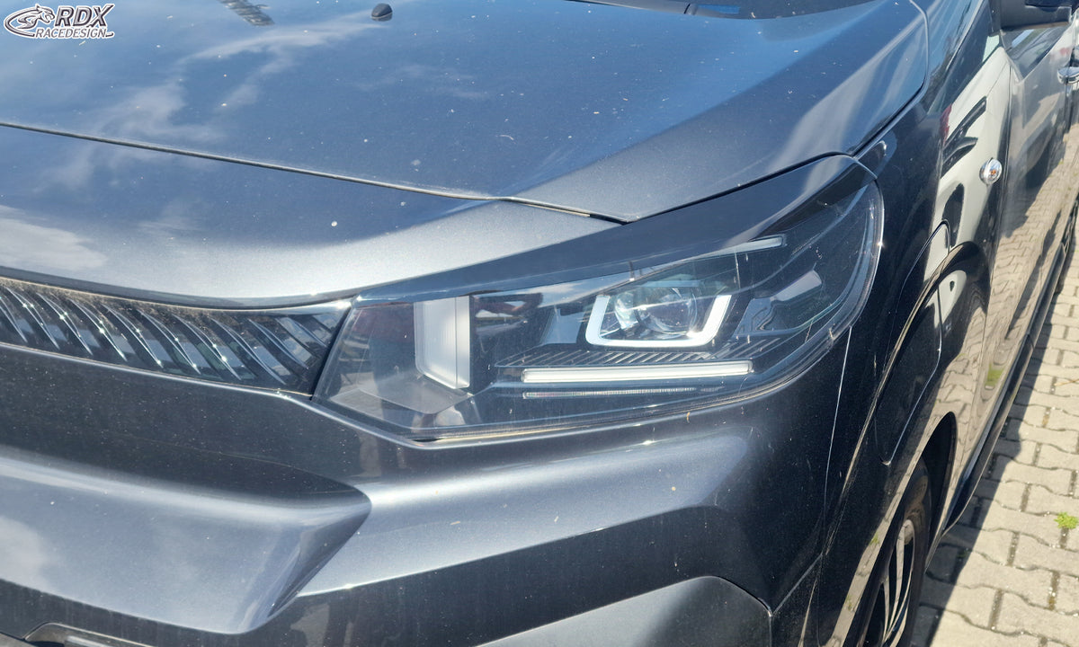 RDX Scheinwerferblenden für CITROEN Jumpy & SpaceTourer, FIAT Scudo & Ulyssee, OPEL Zafira & Vivaro, PEUGEOT Expert & Traveller, TOYOTA Proace & Proace Verso (V) 2024-heute schwarz glänzend Böser Blick