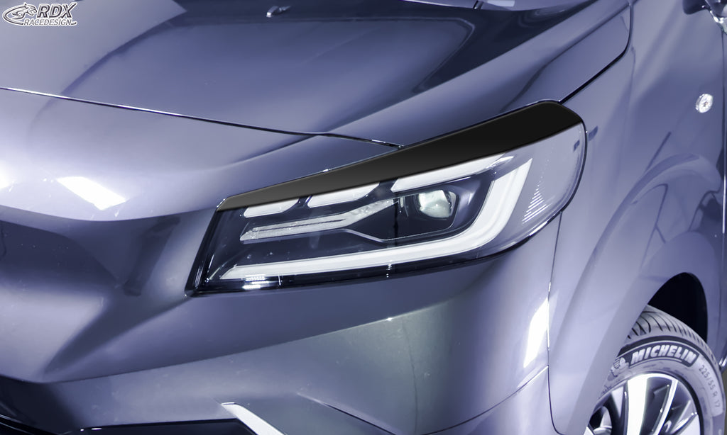 RDX Scheinwerferblenden für CITROEN Jumpy & SpaceTourer, FIAT Scudo & Ulyssee, OPEL Zafira & Vivaro, PEUGEOT Expert & Traveller, TOYOTA Proace & Proace Verso (V) 2024-heute schwarz glänzend Böser Blick