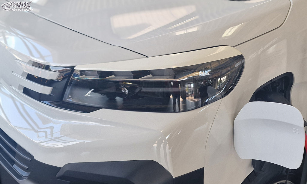 RDX Scheinwerferblenden für CITROEN Jumpy & SpaceTourer, FIAT Scudo & Ulyssee, OPEL Zafira & Vivaro, PEUGEOT Expert & Traveller, TOYOTA Proace & Proace Verso (V) 2024-heute weiß glänzend Böser Blick
