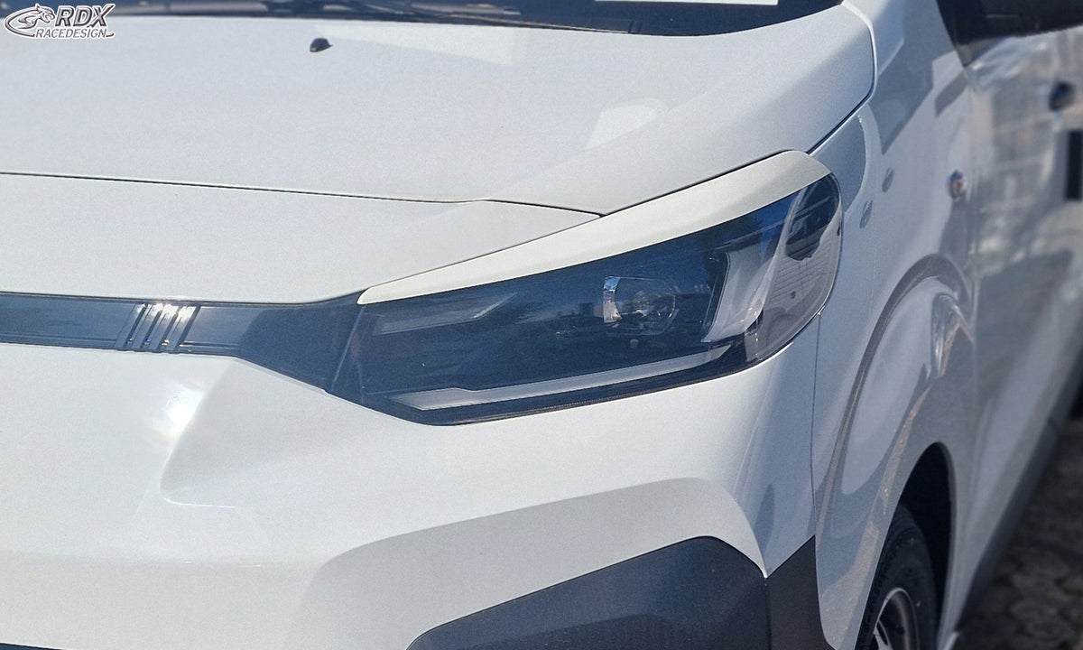 RDX Scheinwerferblenden für CITROEN Jumpy & SpaceTourer, FIAT Scudo & Ulyssee, OPEL Zafira & Vivaro, PEUGEOT Expert & Traveller, TOYOTA Proace & Proace Verso (V) 2024-heute weiß glänzend Böser Blick