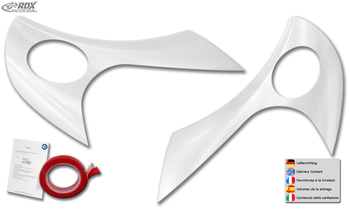 RDX Scheinwerferblenden für FIAT Ducato & CITROEN Jumper & PEUGEOT Boxer (2006-2014) & RAM ProMaster (2013+) weiß glänzend Böser Blick