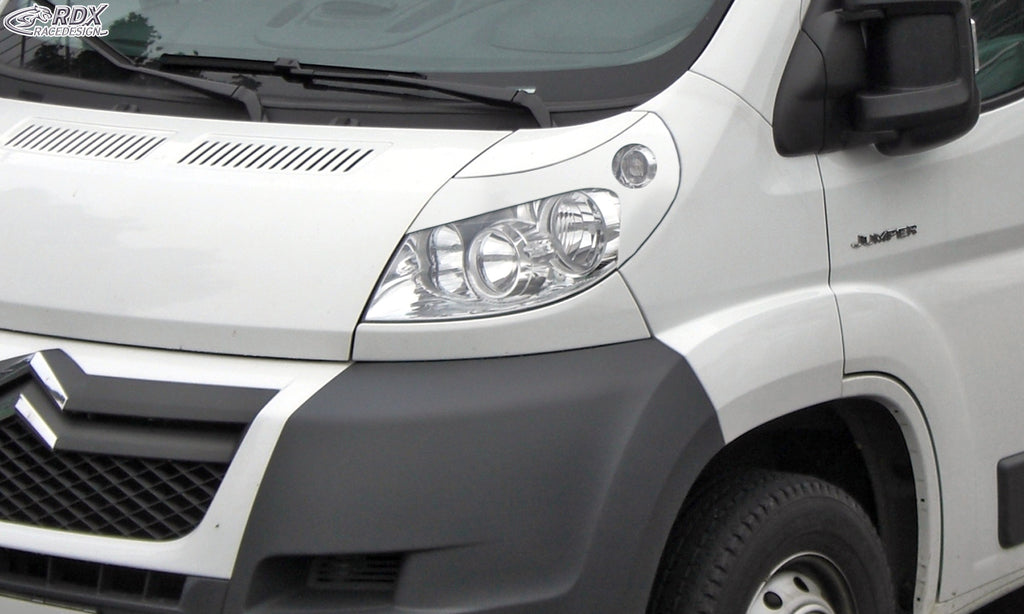 RDX Scheinwerferblenden für FIAT Ducato & CITROEN Jumper & PEUGEOT Boxer (2006-2014) & RAM ProMaster (2013+) weiß glänzend Böser Blick