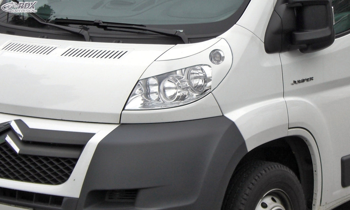 RDX Scheinwerferblenden für FIAT Ducato & CITROEN Jumper & PEUGEOT Boxer (2006-2014) & RAM ProMaster (2013+) weiß glänzend Böser Blick
