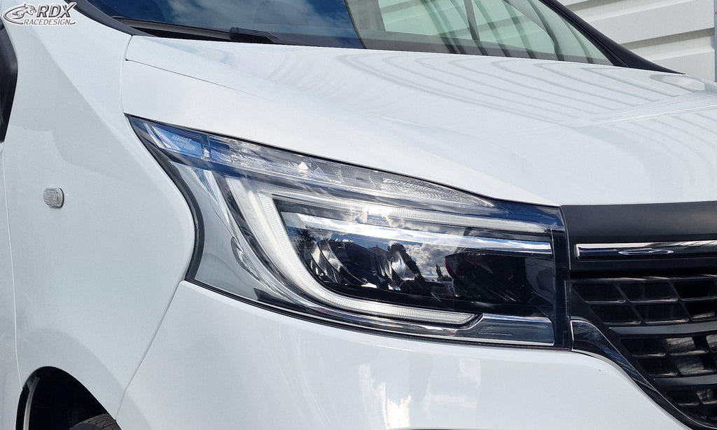 RDX Scheinwerferblenden für RENAULT Trafic (2019-2021) LED-Scheinwerfer weiß glänzend Böser Blick