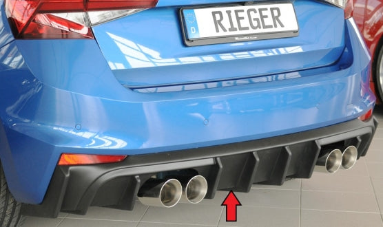 Fox passend fürSkoda Fabia PJ - Rieger Heckeinsatz ABS matt für Sportendrohre li. u. re., (4x90mm ø), ABS, für Fzg. ohne Anhängekupplung, inkl. Montagezubehör, Gutachten - Lackierung erforderlich