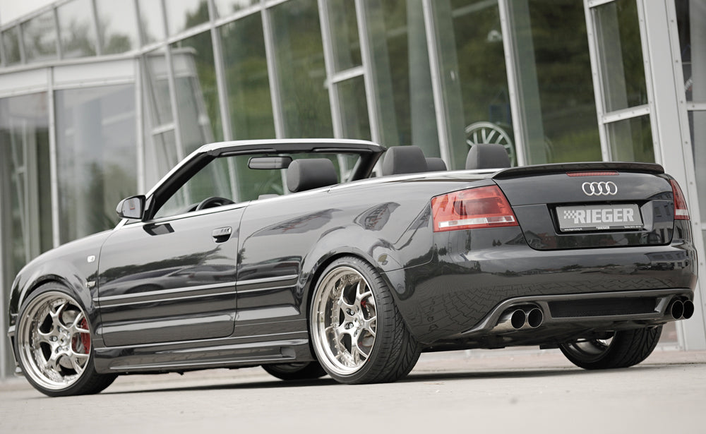 Fox passend für Rieger Heckansatz Audi A4 8H A4 (8H): 04.02-12.05 (bis Facelift), 01.06- (ab Facelift) | Cabrio - ABS schwarz glänzend inkl. Alugitter, Montagezubehör, Gutachten