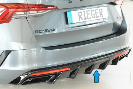 Fox passend für Rieger Heckeinsatz Octavia RS (NX): 07.20-07.24 (bis Facel.) Octavia RS (NX): 07.20-07.24 (bis Facelift), 08.24- (ab Facelift/PV) | für orig. Endrohrblende li. u. re., ABS, schwarz glänzend, für Fzg. mit Anhängekupplung,inkl. Montagezubehör, Gutach