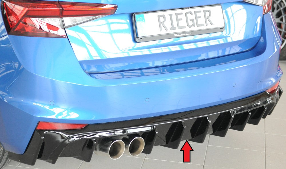 Fox passend fürSkoda Fabia PJ - Rieger Heckeinsatz ABS glänzend für Sportendrohre li., (2x90mm ø), ABS, für Fzg. ohne Anhängekupplung, inkl. Montagezubehör, Gutachten