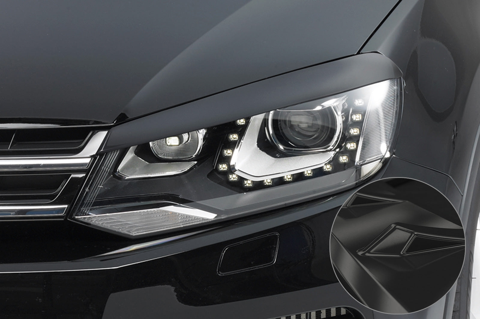 CSR Scheinwerferblenden für VW Touareg II (Typ 7P) SB085-G Glossy schwarz Hochglanz (keine Lackierung erforderlich)
