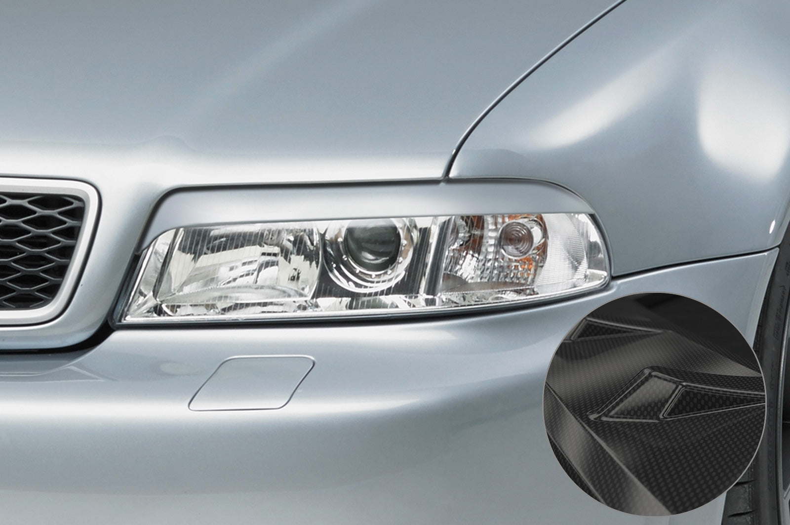 CSR Scheinwerferblenden Carbon Look für Audi A4 B5 SB176-C Carbon Look Hochglanz (keine Lackierung erforderlich)