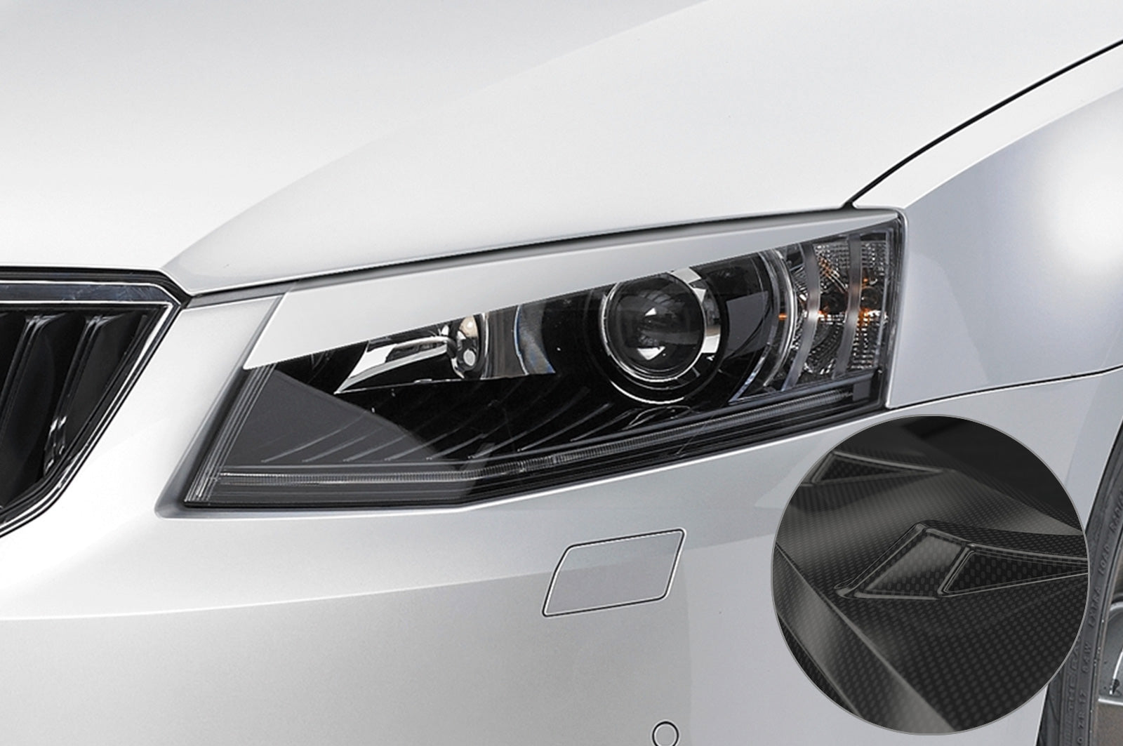 CSR Scheinwerferblenden Carbon Look für Skoda Octavia 3 Typ 5E SB197-C Carbon Look Hochglanz (keine Lackierung erforderlich)