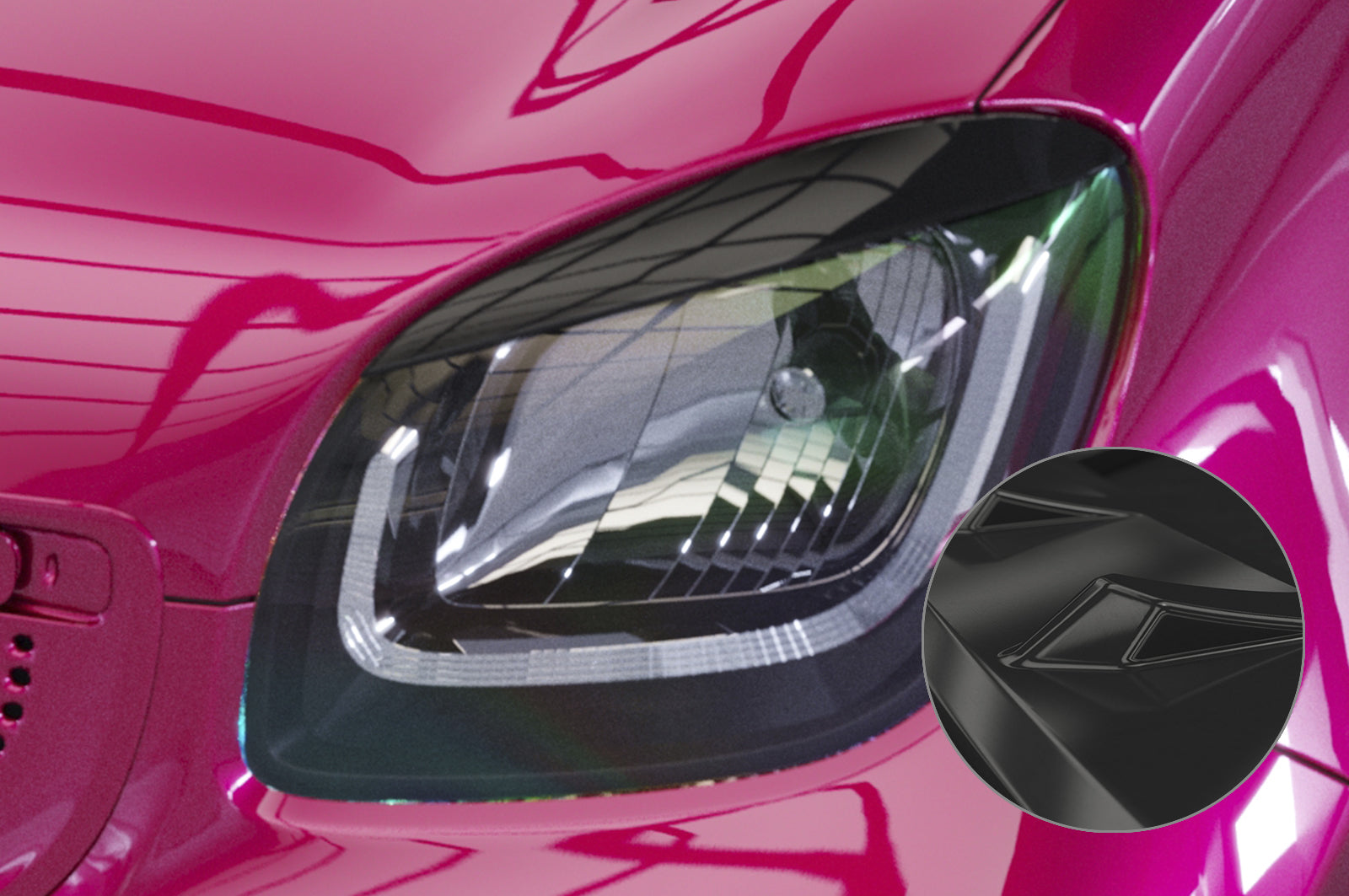 CSR Scheinwerferblenden für Smart fortwo 453 / EQ fortwo SB311-G Glossy schwarz Hochglanz (keine Lackierung erforderlich)