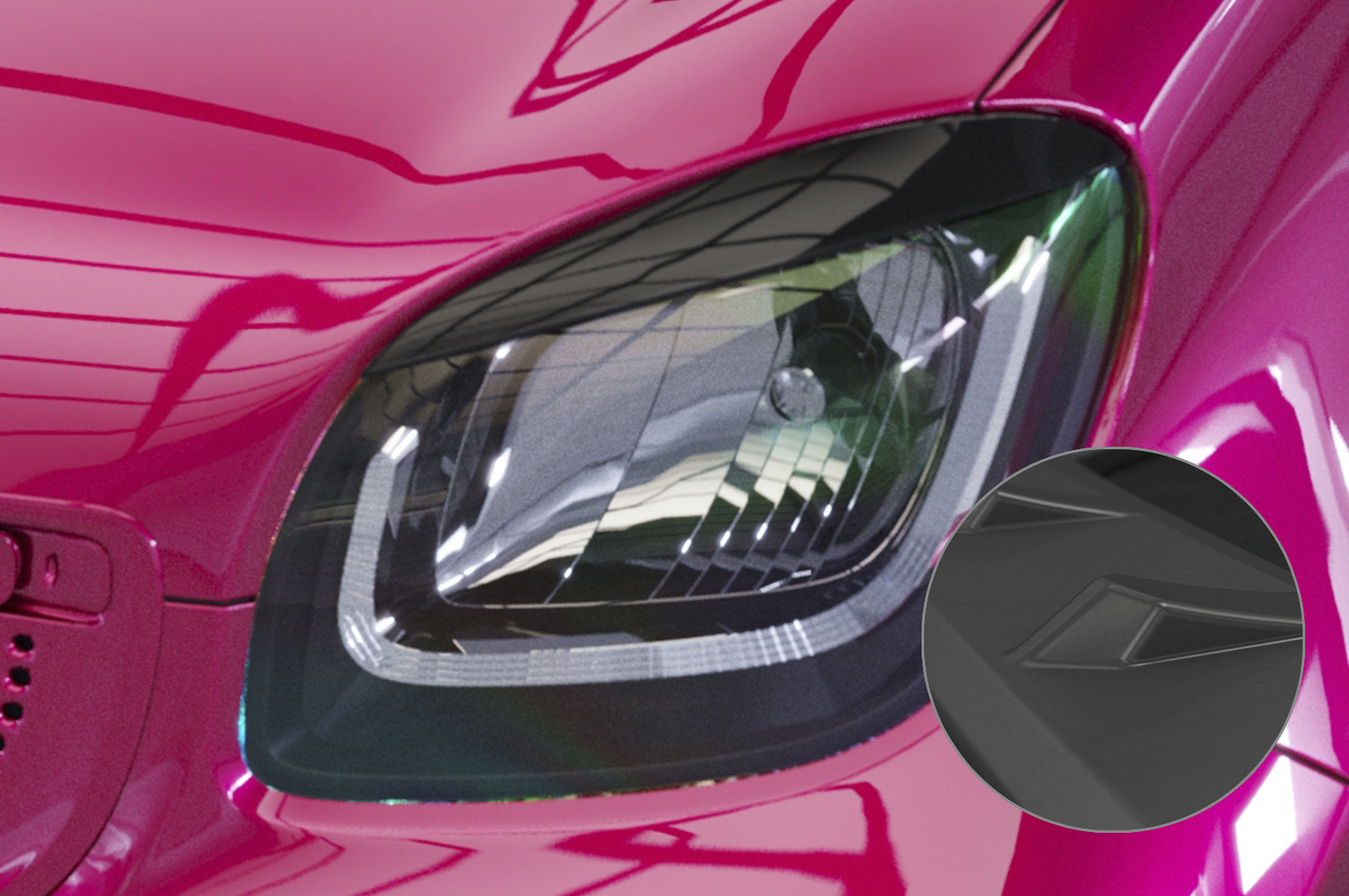 CSR Scheinwerferblenden für Smart fortwo 453 / EQ fortwo SB311-L Unlackiert roh (Lackierung erforderlich)