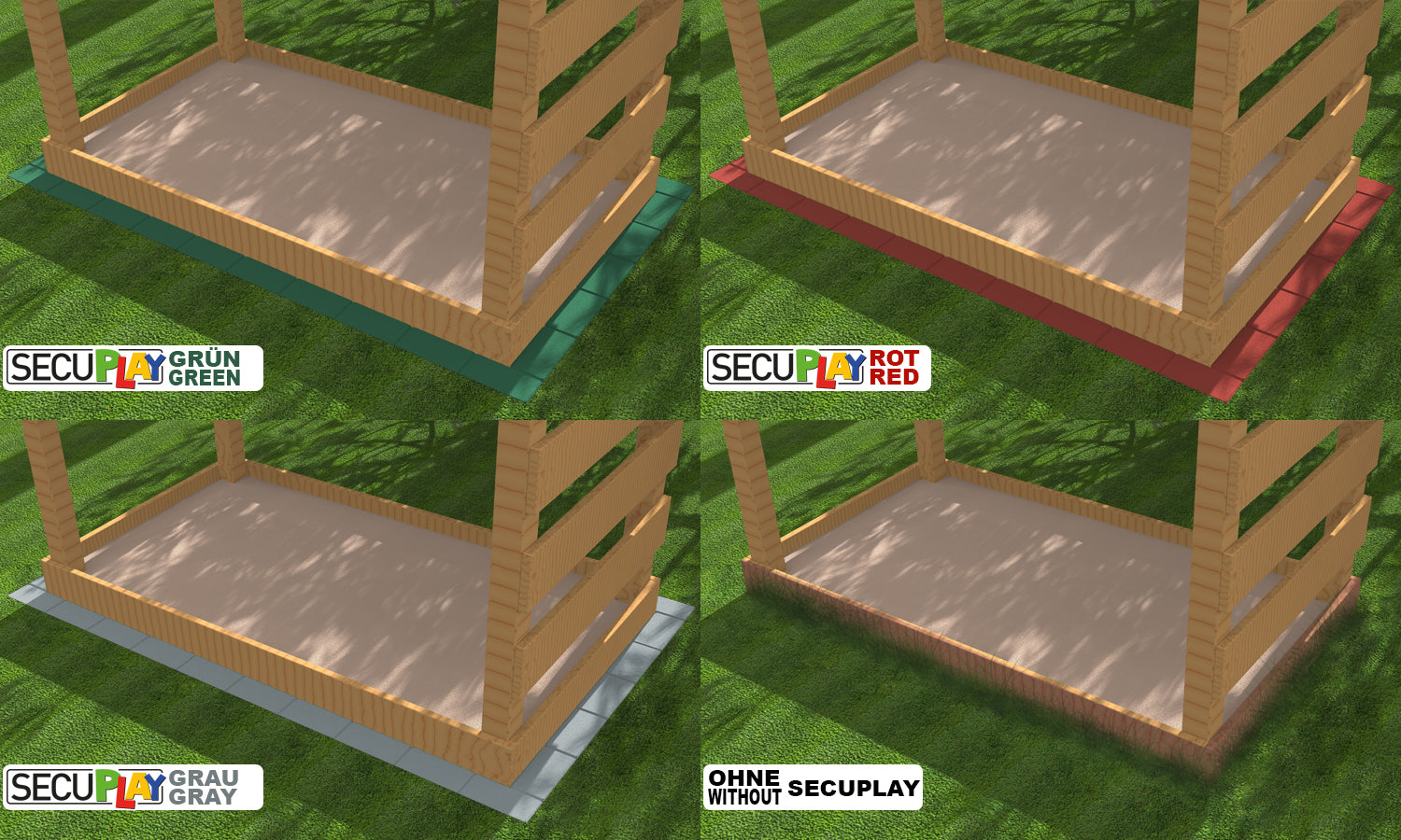 SECUPLAY Gummi Mähkante / Rasenkante 100x10x3,6cm grau