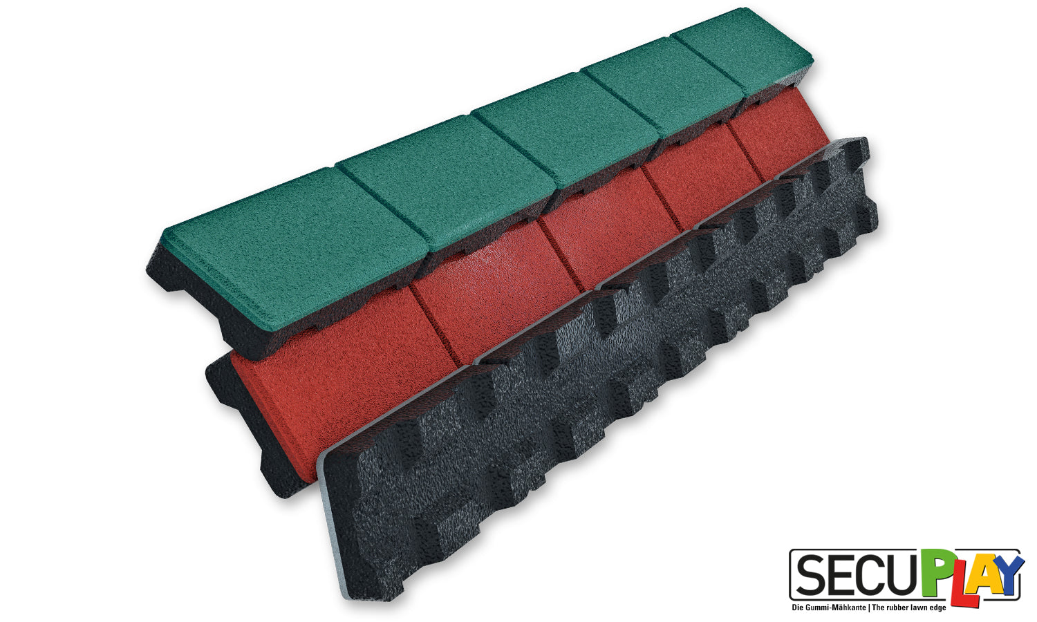 SECUPLAY Gummi Mähkante / Rasenkante 100x10x3,6cm grau