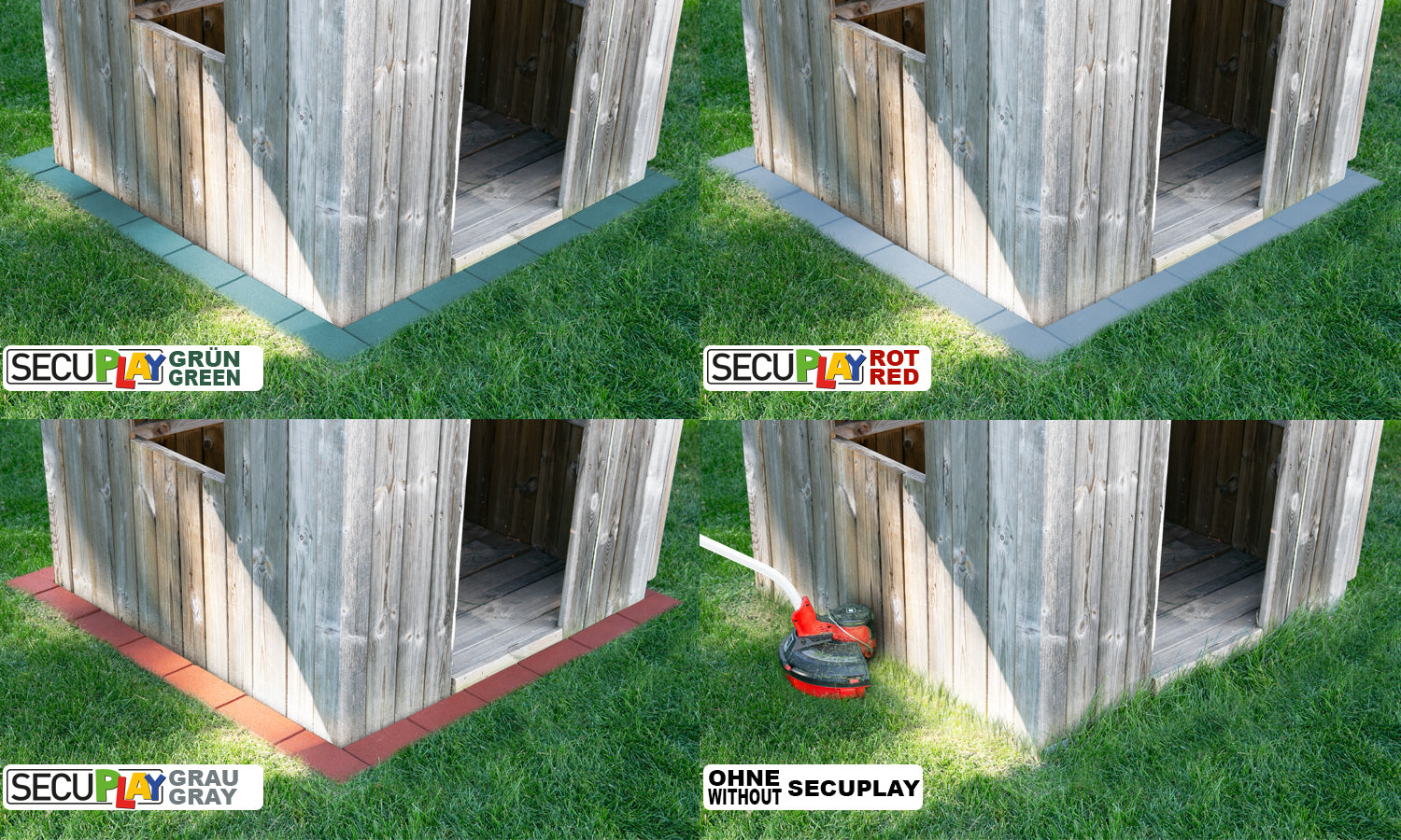 SECUPLAY Gummi Mähkante / Rasenkante 100x10x3,6cm grün