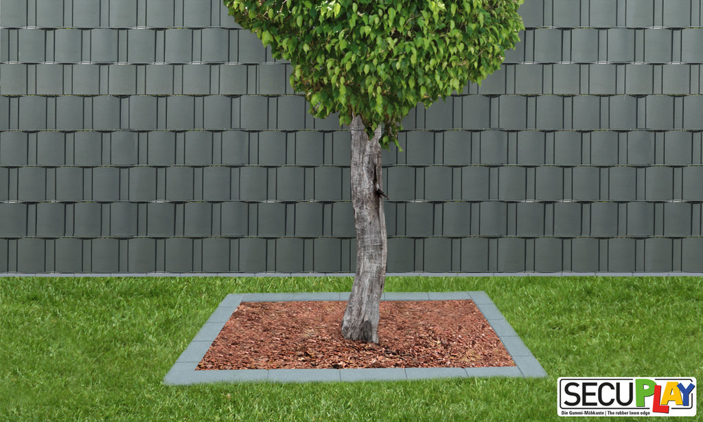 SECUPLAY Gummi Mähkante / Rasenkante 100x10x3,6cm grau