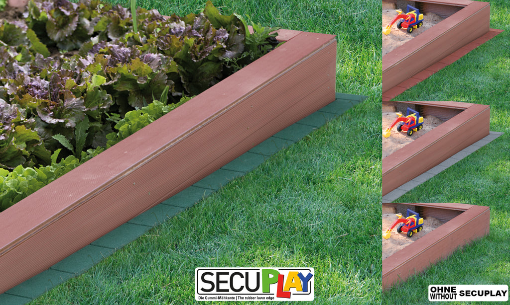SECUPLAY Gummi Mähkante / Rasenkante 100x10x3,6cm grün
