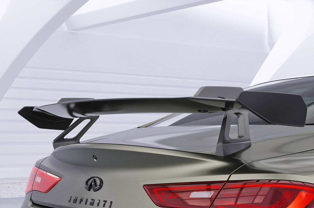 CSR Schwanenhals Heckflügel mit ABE für Infiniti Q60 / Q60S Coupe SHF014-D01-C Carbon Look Hochglanz (keine Lackierung erforderlich)