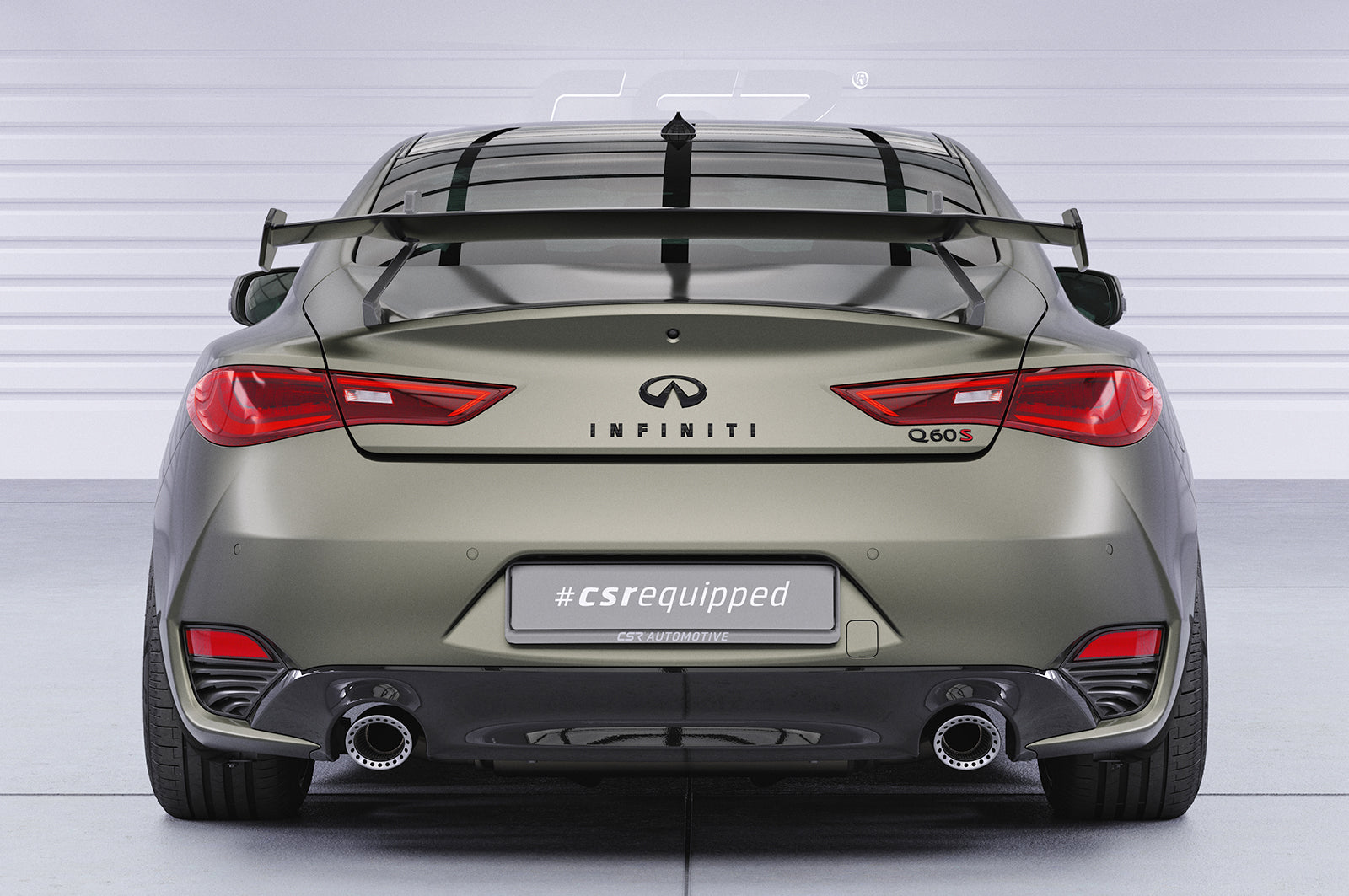 CSR Schwanenhals Heckflügel mit ABE für Infiniti Q60 / Q60S Coupe SHF014-D01-C Carbon Look Hochglanz (keine Lackierung erforderlich)