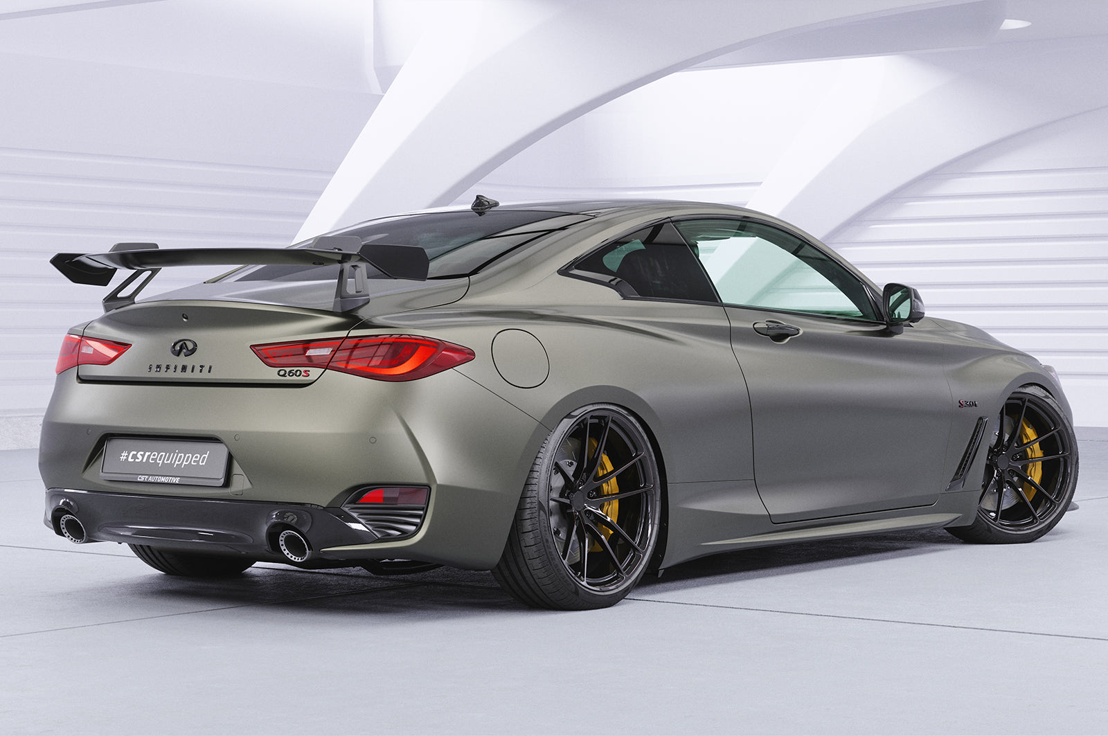 CSR Schwanenhals Heckflügel mit ABE für Infiniti Q60 / Q60S Coupe SHF014-D01-C Carbon Look Hochglanz (keine Lackierung erforderlich)