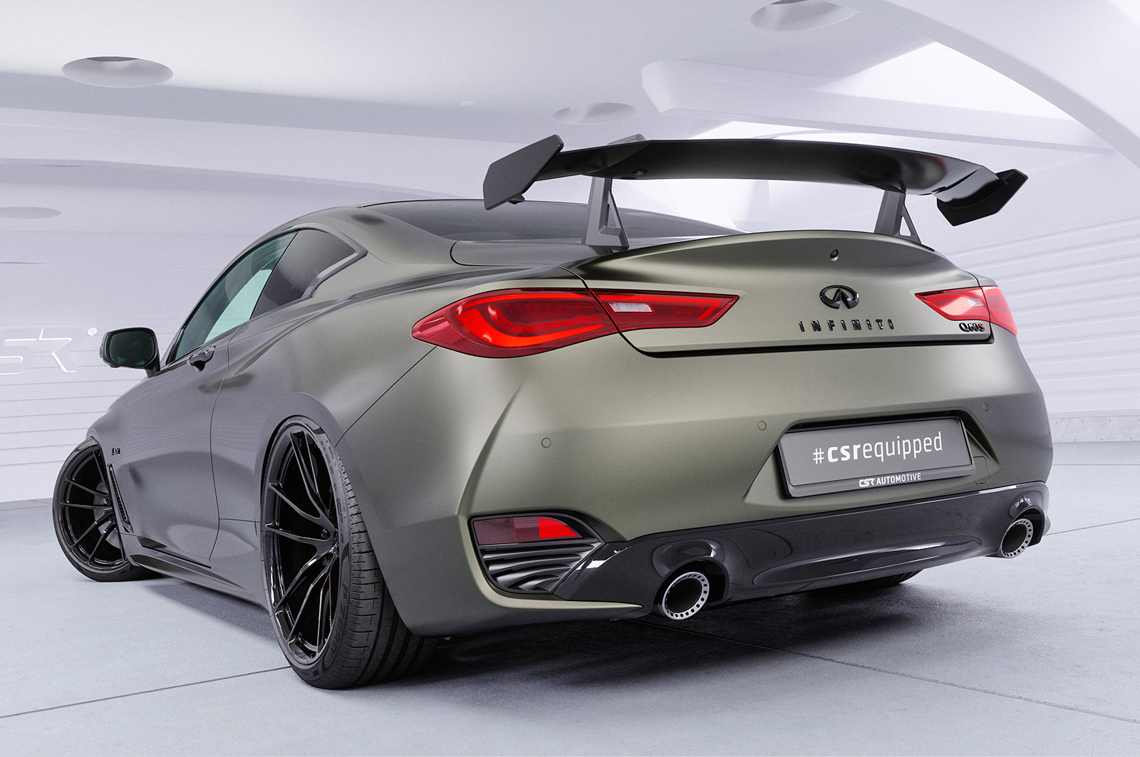 CSR Schwanenhals Heckflügel mit ABE für Infiniti Q60 / Q60S Coupe SHF014-D02-F002-F-L Design 2