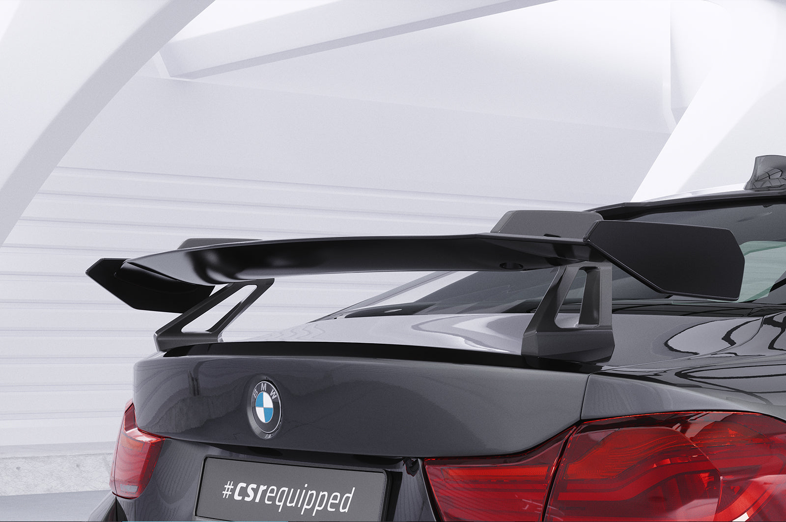 CSR Schwanenhals Heckflügel mit ABE für BMW 4er F32 Coupe SHF015-D01-C Carbon Look Hochglanz (keine Lackierung erforderlich)