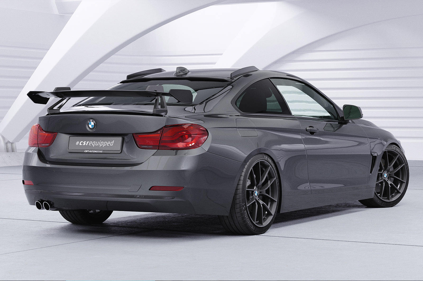 CSR Schwanenhals Heckflügel mit ABE für BMW 4er F32 Coupe SHF015-D01-C Carbon Look Hochglanz (keine Lackierung erforderlich)
