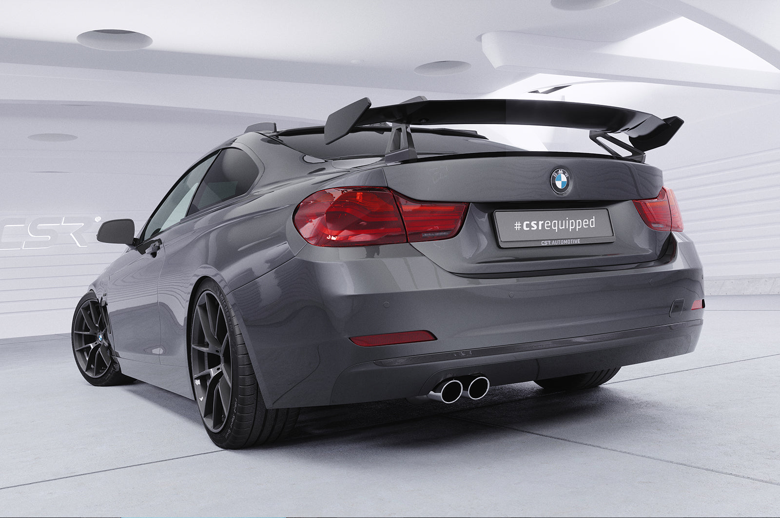 CSR Schwanenhals Heckflügel mit ABE für BMW 4er F32 Coupe SHF015-D01-C Carbon Look Hochglanz (keine Lackierung erforderlich)
