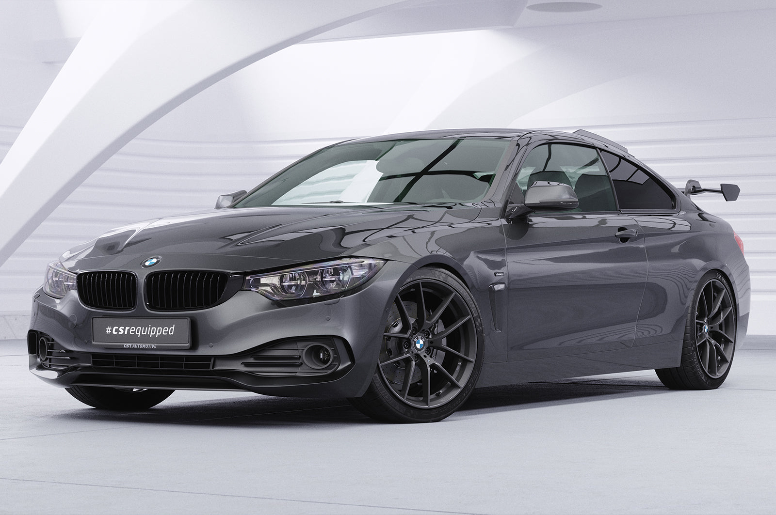 CSR Schwanenhals Heckflügel mit ABE für BMW 4er F32 Coupe SHF015-D01-C Carbon Look Hochglanz (keine Lackierung erforderlich)