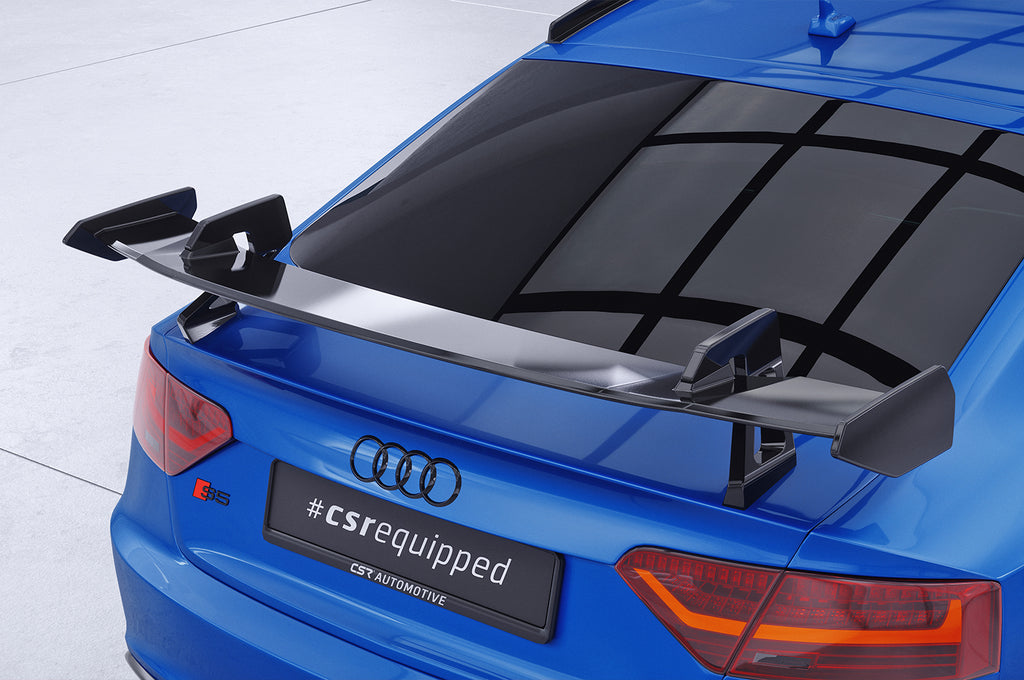 CSR Schwanenhals Heckflügel mit ABE für Audi A5 / S5 / RS5 (8T) Sportback SHF016-D01-C Carbon Look Hochglanz (keine Lackierung erforderlich)