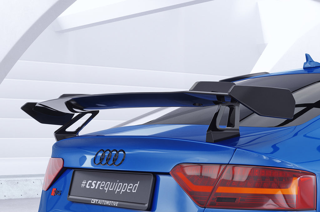 CSR Schwanenhals Heckflügel mit ABE für Audi A5 / S5 / RS5 (8T) Sportback SHF016-D01-C Carbon Look Hochglanz (keine Lackierung erforderlich)