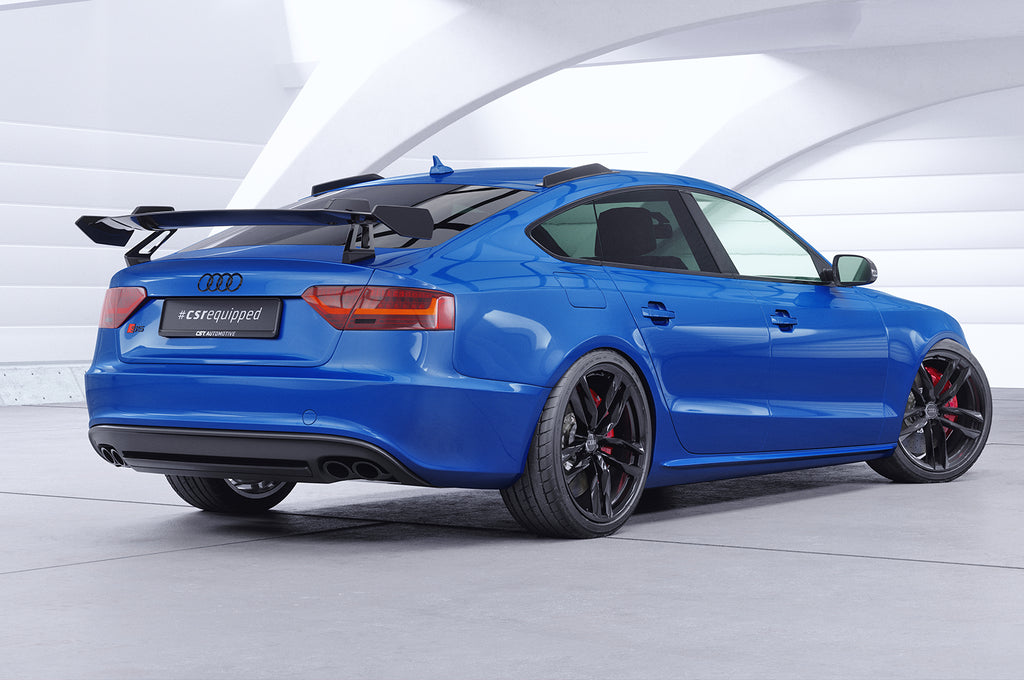CSR Schwanenhals Heckflügel mit ABE für Audi A5 / S5 / RS5 (8T) Sportback SHF016-D01-C Carbon Look Hochglanz (keine Lackierung erforderlich)