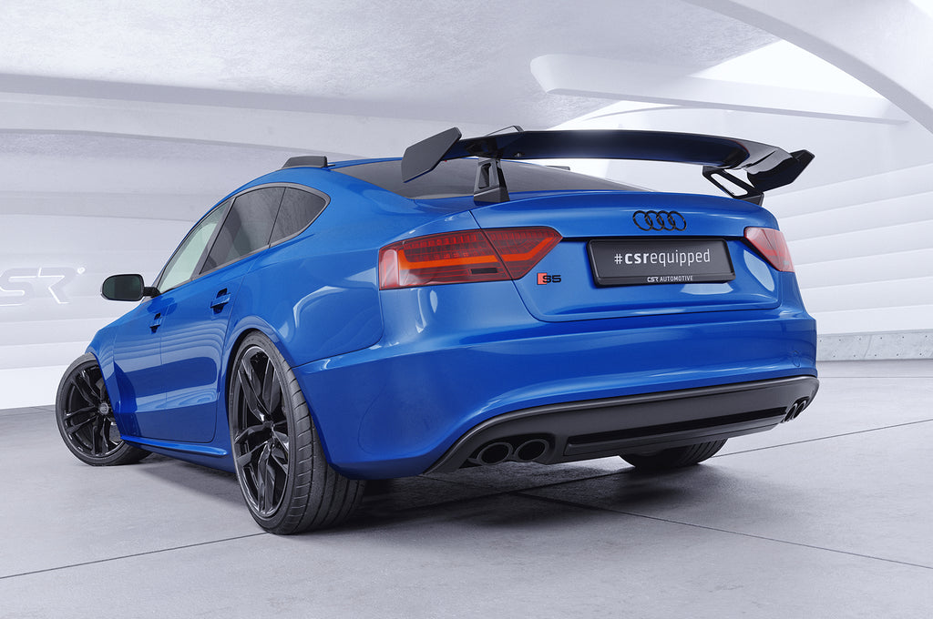CSR Schwanenhals Heckflügel mit ABE für Audi A5 / S5 / RS5 (8T) Sportback SHF016-D01-C Carbon Look Hochglanz (keine Lackierung erforderlich)