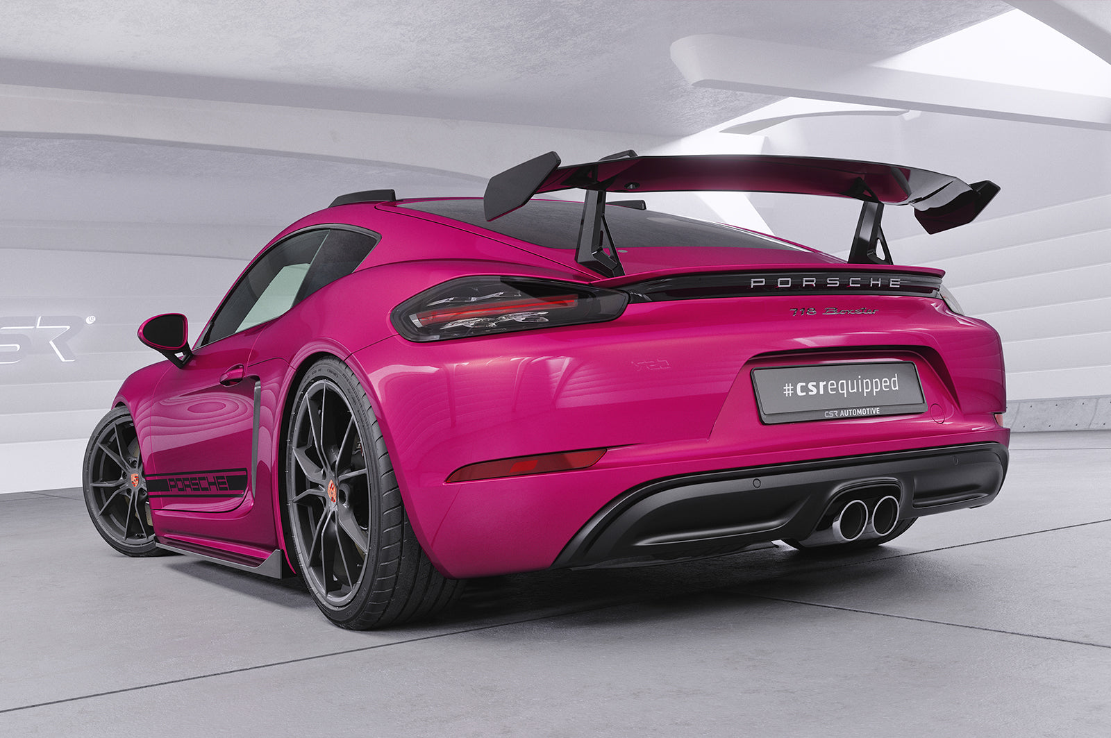 CSR Schwanenhals Heckflügel mit ABE für Porsche 718 Cayman (Typ 982) SHF021-D02-F002-F-L Design 2
