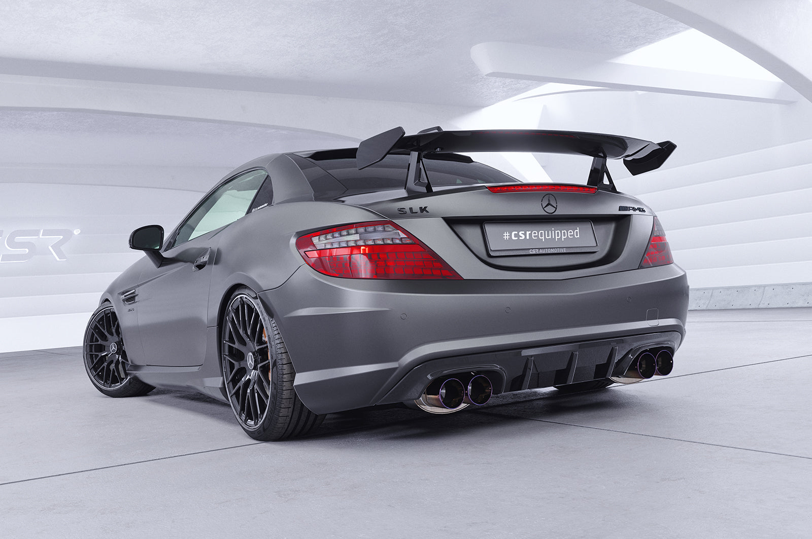 CSR Schwanenhals Heckflügel mit ABE für Mercedes-Benz SLK / SLC R172 SHF028-D02-F003-F-L Design 2