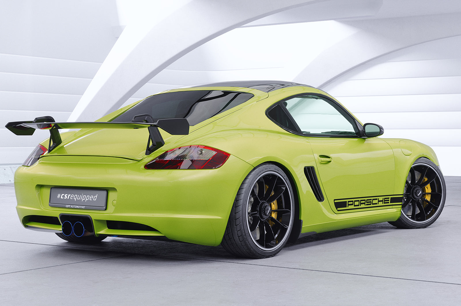 CSR Schwanenhals Heckflügel mit ABE für Porsche Cayman 987c SHF029-D02-F002-F-L Design 2