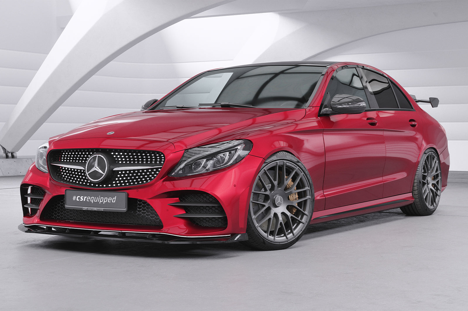 CSR Schwanenhals Heckflügel mit ABE für Mercedes-Benz C-Klasse (W205) Limousine SHF031-D02-F002-F-L Design 2