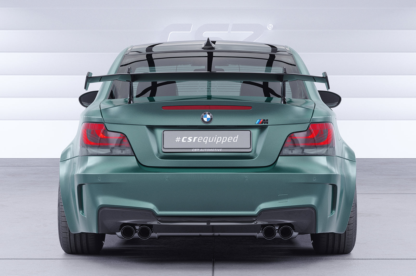 CSR Schwanenhals Heckflügel mit ABE für BMW 1er / M1 E82 Coupe SHF043-D02-F002-F-L Design 2